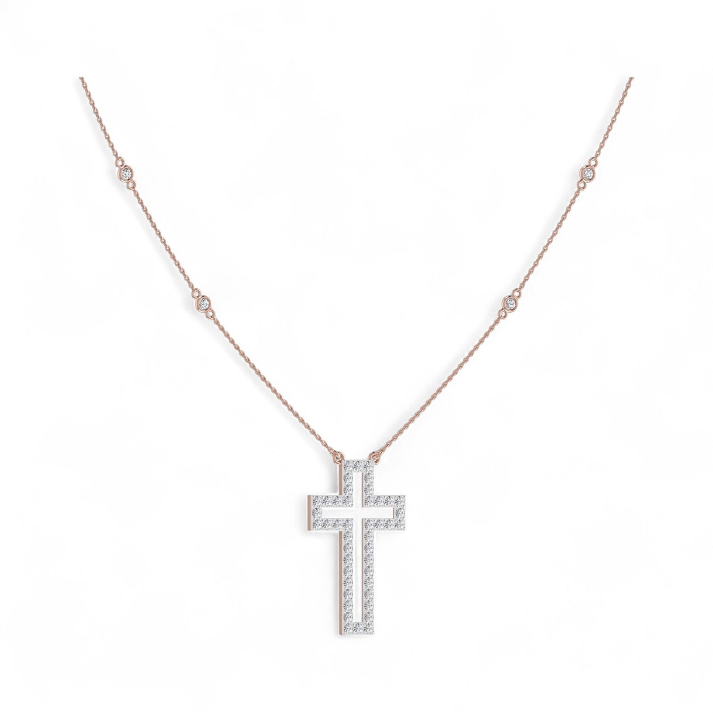 Kairo Outline Cross Diamond Necklace in 18K Gold
