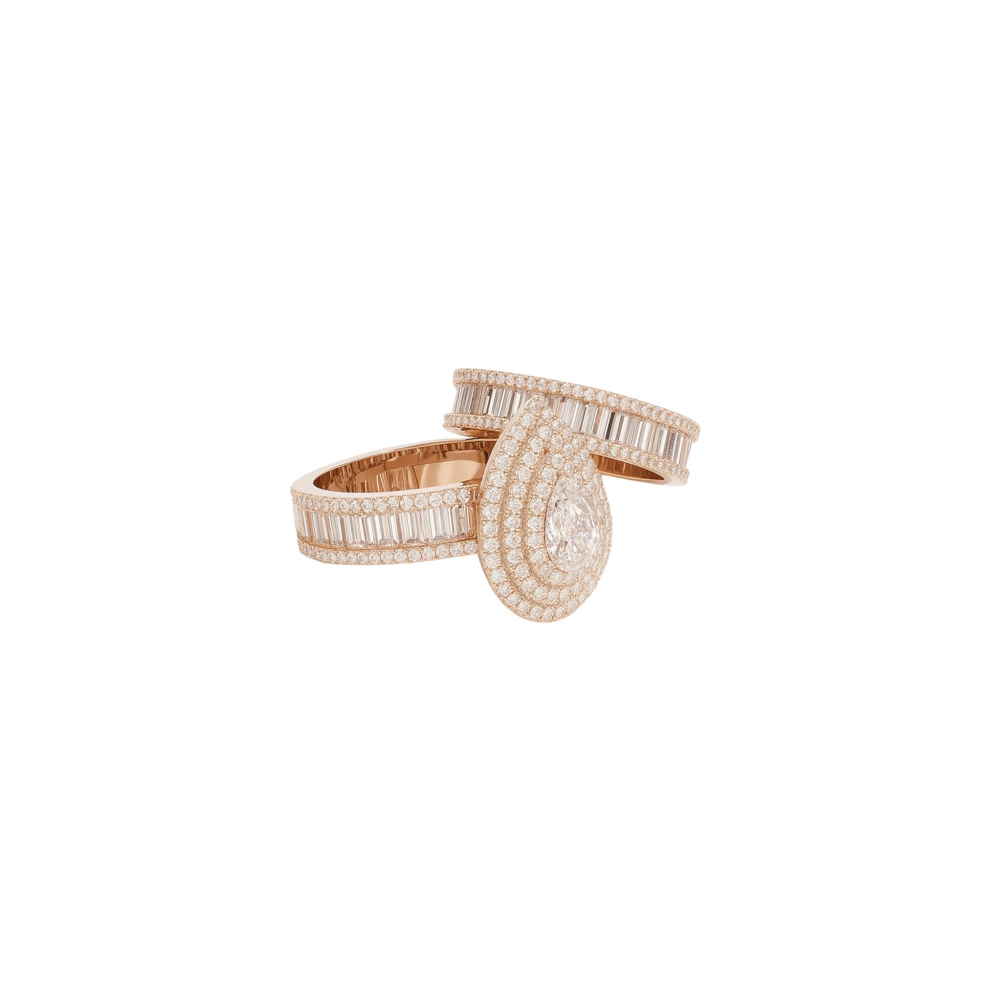 Doris Pear Cut Pavé Natural Diamonds Bride Set in 18K Gold