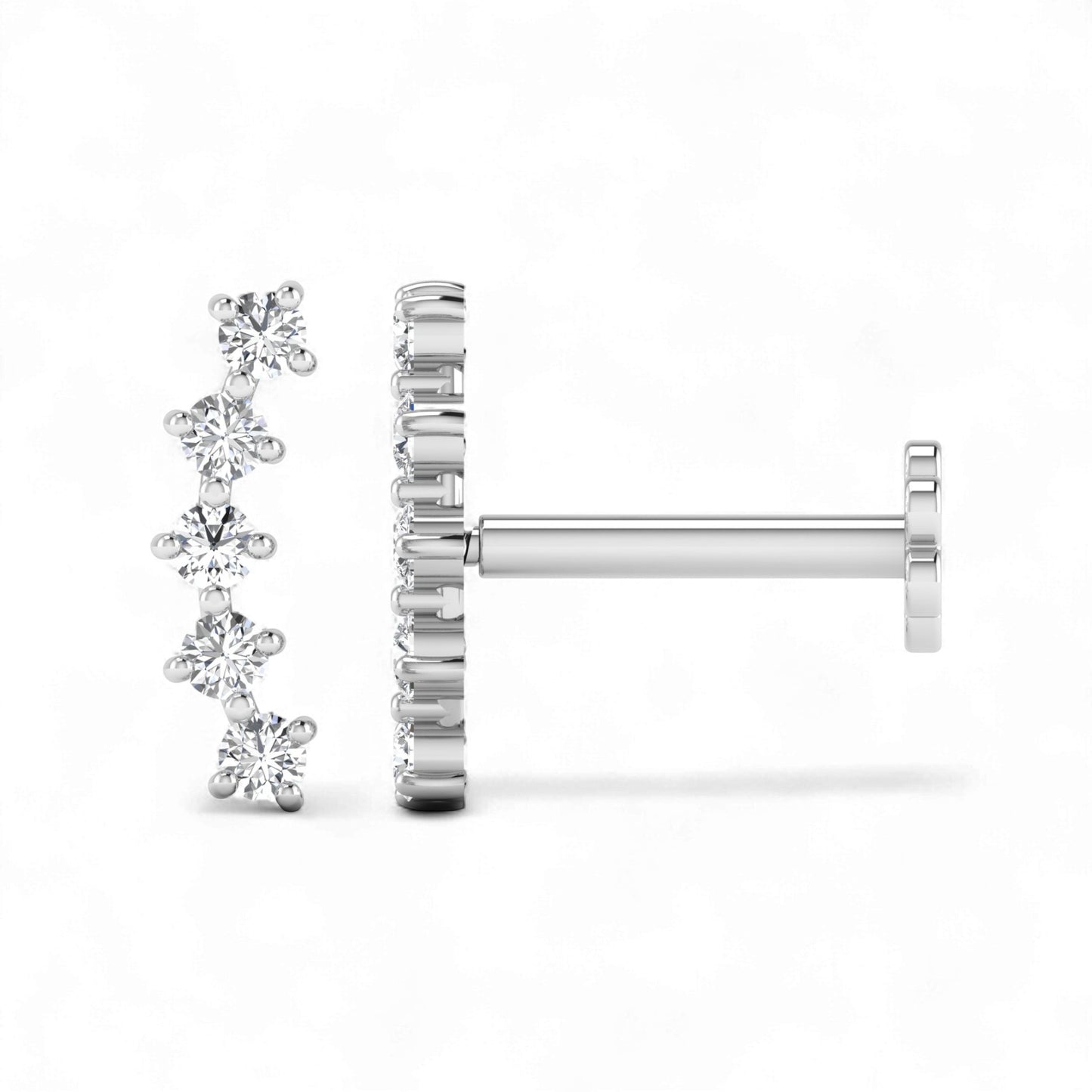 Labret Cartilage Diamond Studs in 18KT Gold