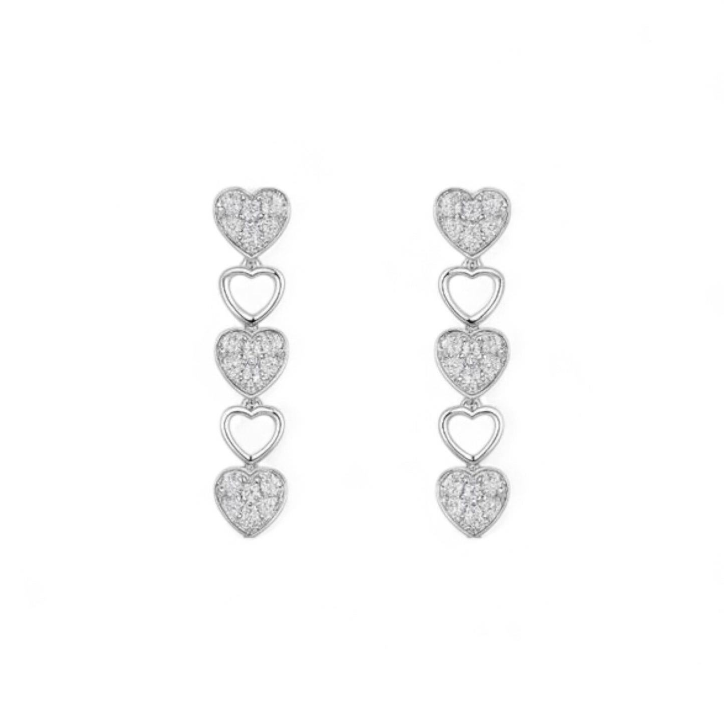 Linked Triple Heart Diamond Earrings in 18KT Gold