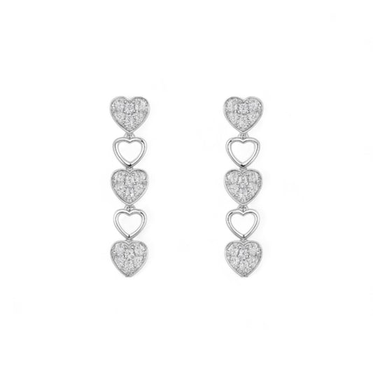 Linked Triple Heart Diamond Earrings in 18KT Gold