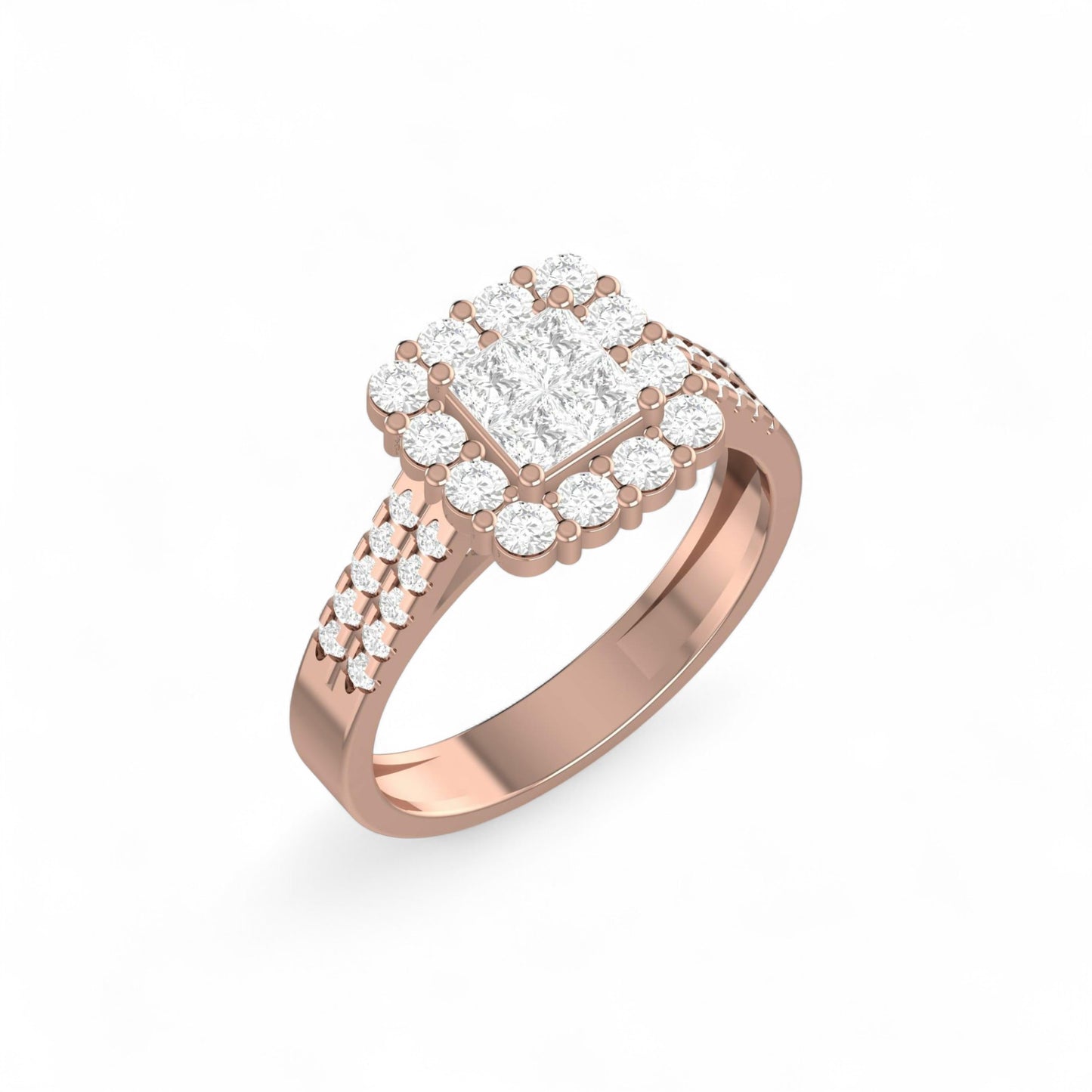 Lola Natural Diamond Cluster Engagement Ring in 18KT Gold