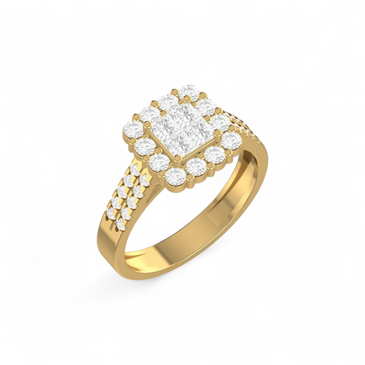 Lola Natural Diamond Cluster Engagement Ring in 18KT Gold
