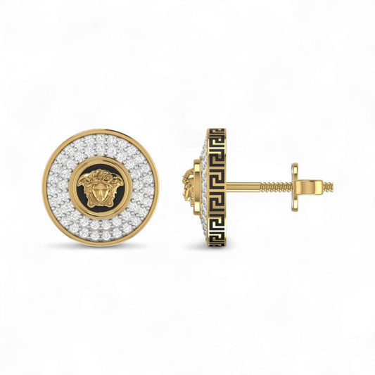 Medusa Diamond Stud Earrings in 18KT Gold