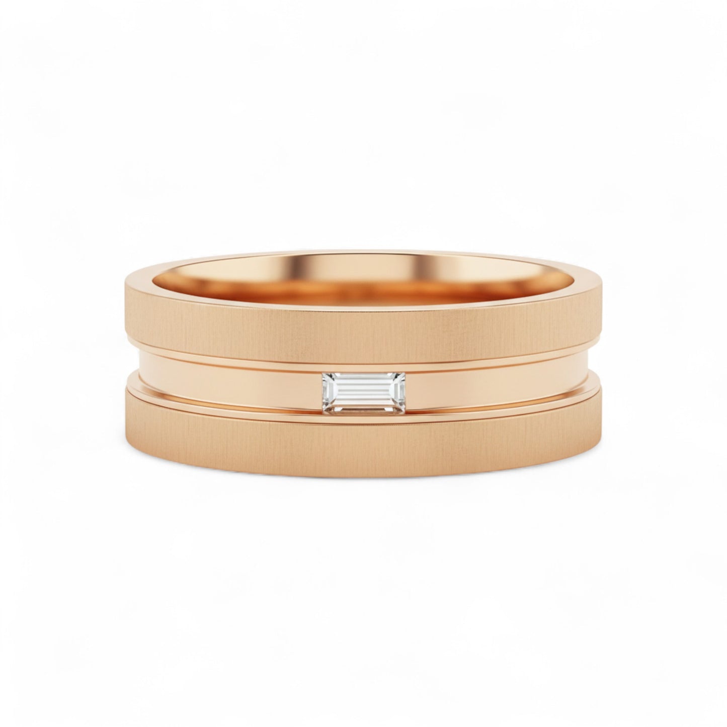 Midline Emerald Cut Moissanite Centre Stone Band in 18KT Gold