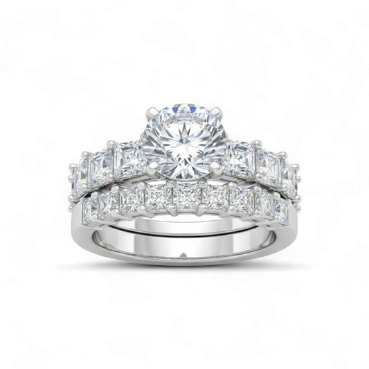 Moremi Round Cut CZ Bride Set in 925 Sterling Silver
