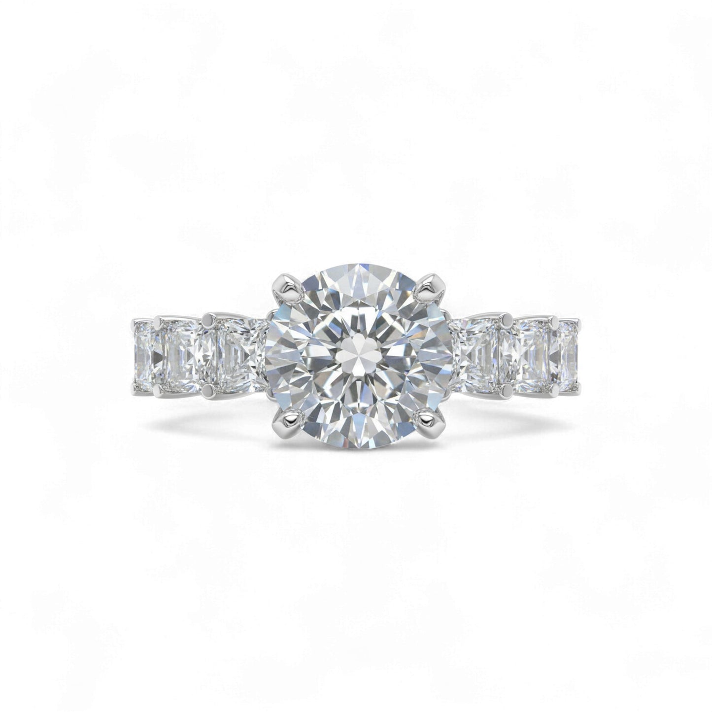 Moremi Round Cut CZ Engagement Ring in 925 Sterling Silver
