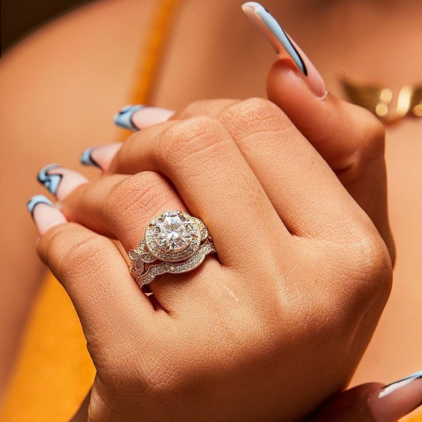 NT Love Moissanite Bride Set in 18KT Gold