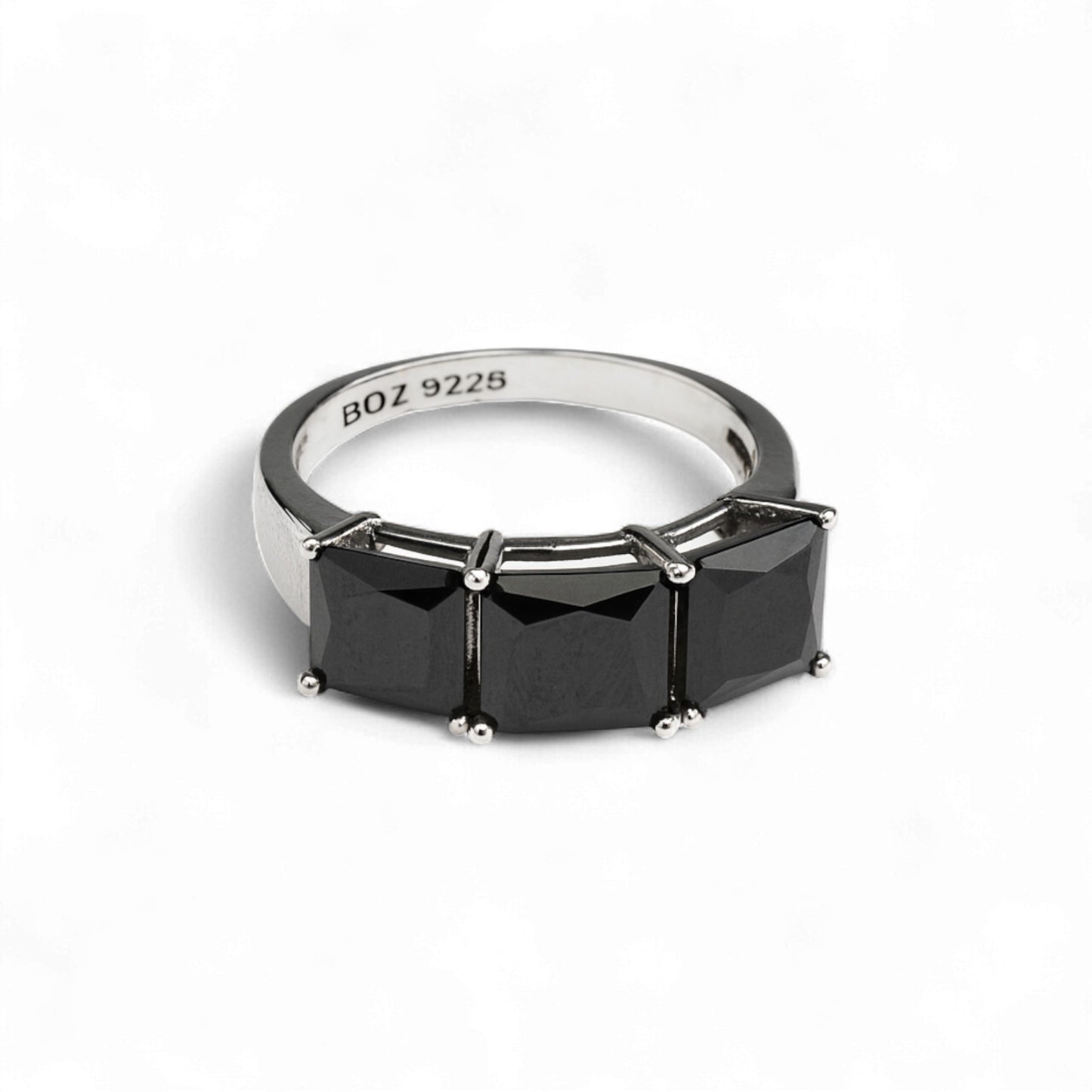 Nana Black CZ Engagement Ring in 925 Sterling Silver