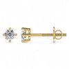 Gold earring with a clear gemstone on a white background