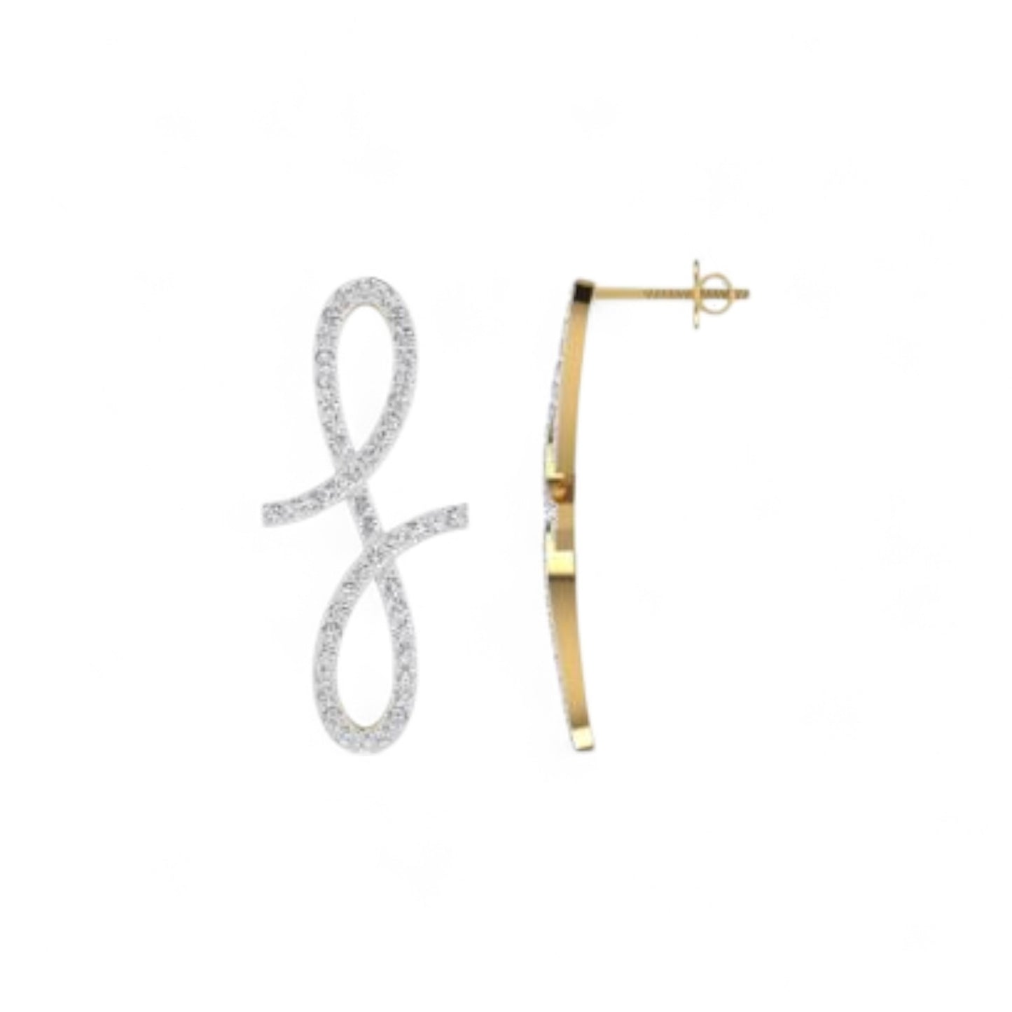 Oiza Infinie Mini Vertical Pave Diamond Earrings in 18K Gold