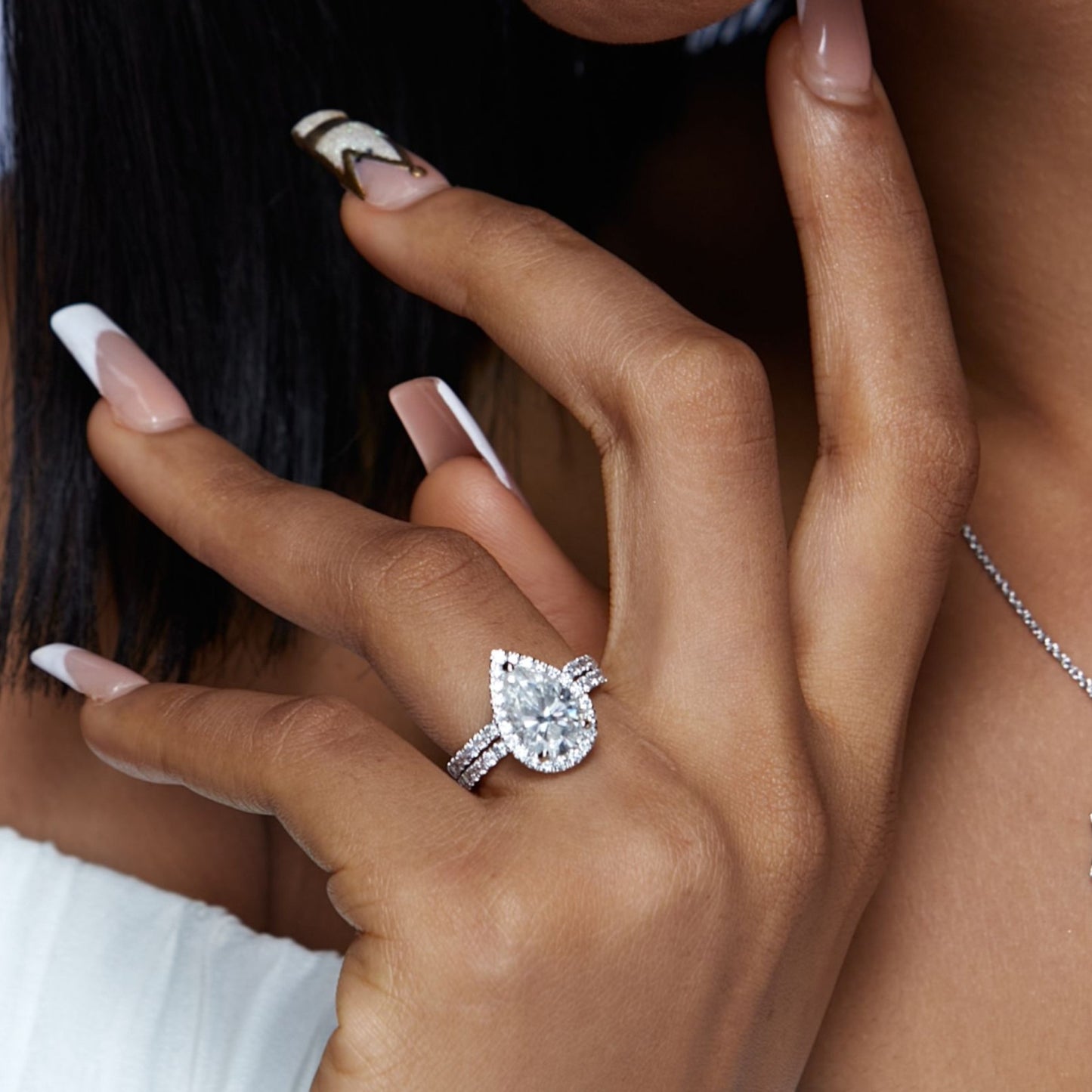 Ola Pear Cut Moissanite Bride Set in 925 Sterling Silver