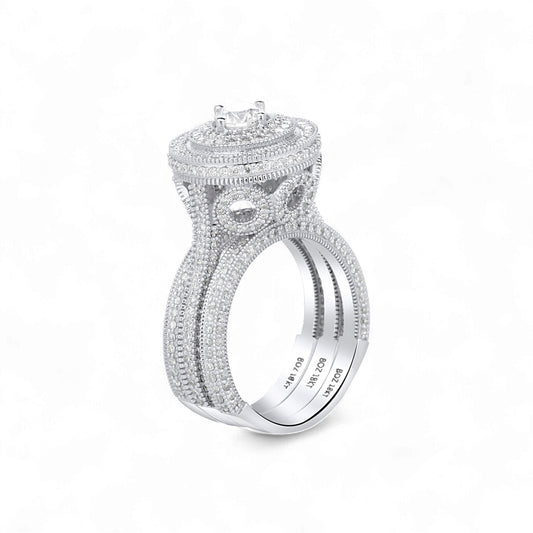 Zack Round Cut Natural Diamond Bride Set in 18KT Gold