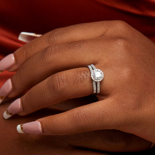 Classic Round Cut CZ Bride Set in 925 Sterling Silver