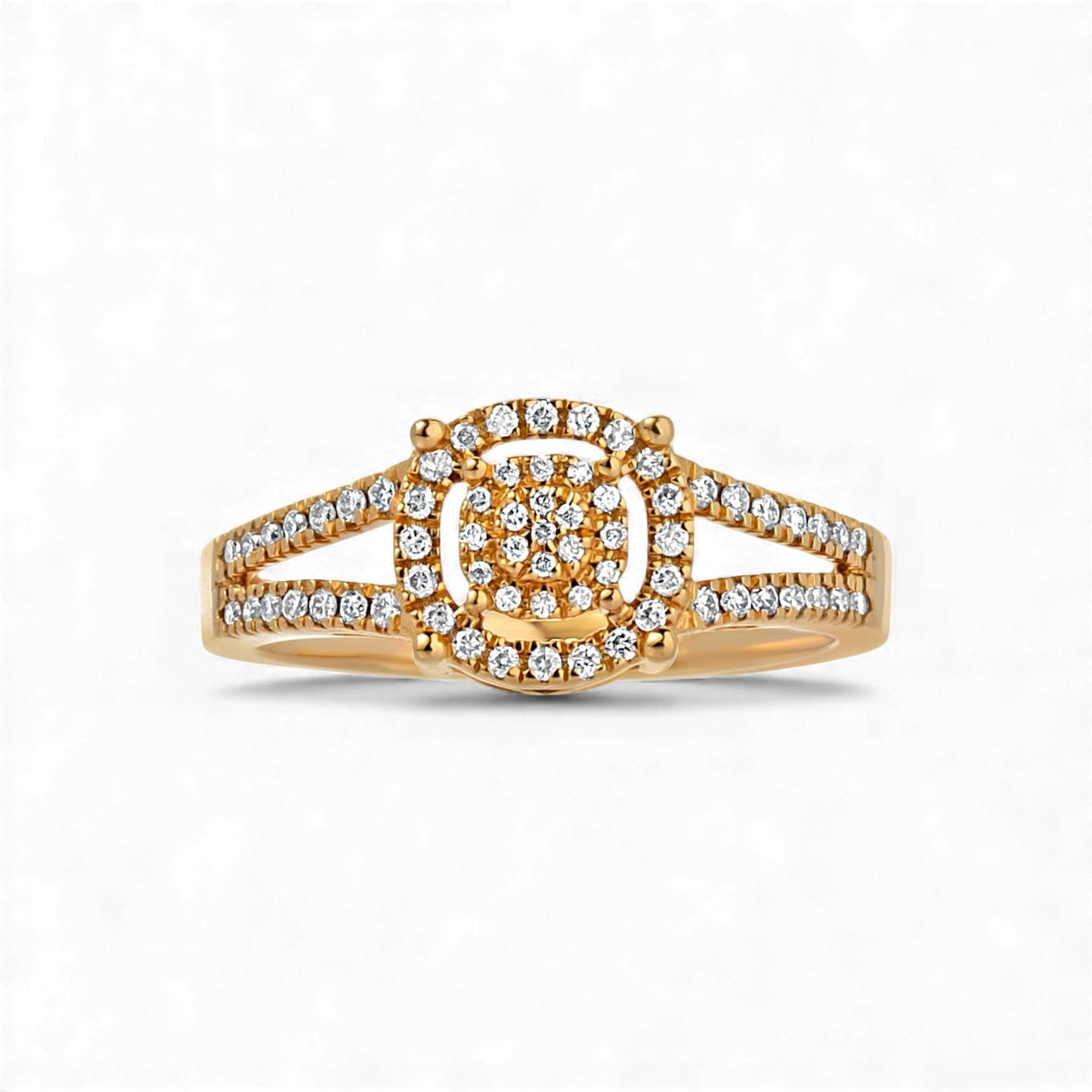 Precious Round Cut Diamond Cluster Engagement Ring in 18KT Gold