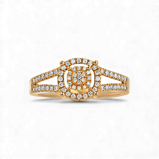 Precious Round Cut Diamond Cluster Engagement Ring in 18KT Gold