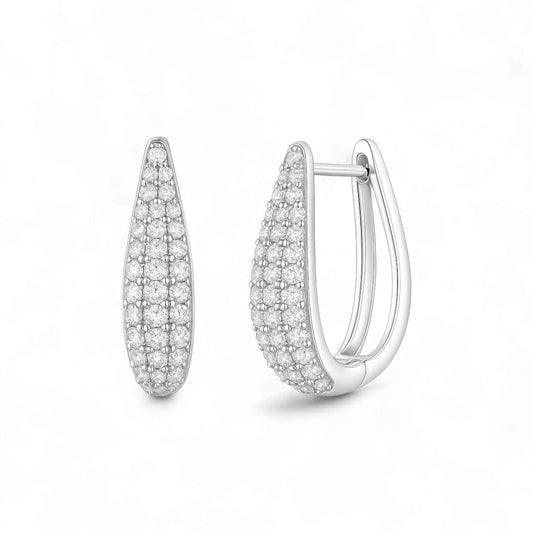 Mulan Moissanite Hoop Earrings in 925 Sterling Silver