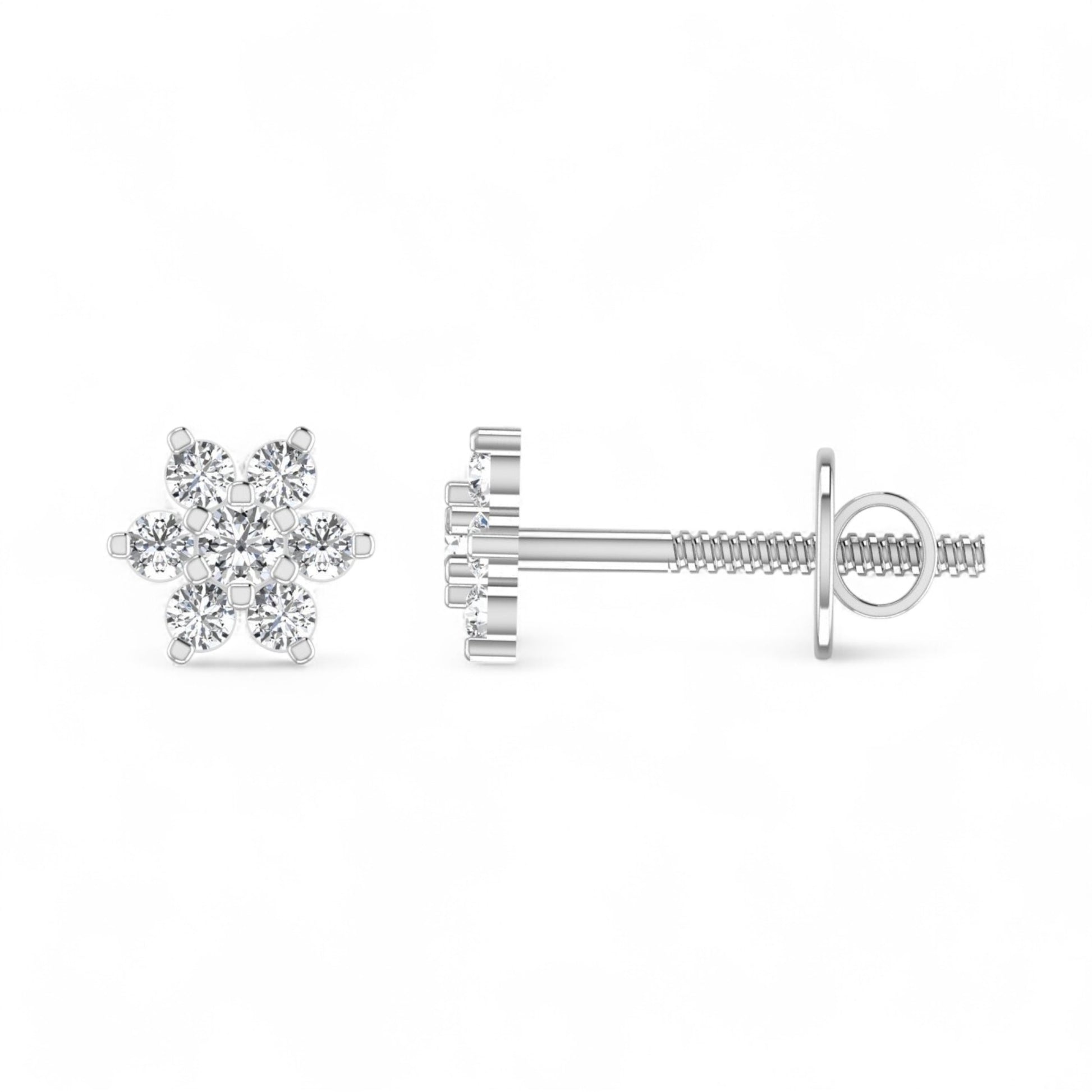 Diamond stud earrings on a white background