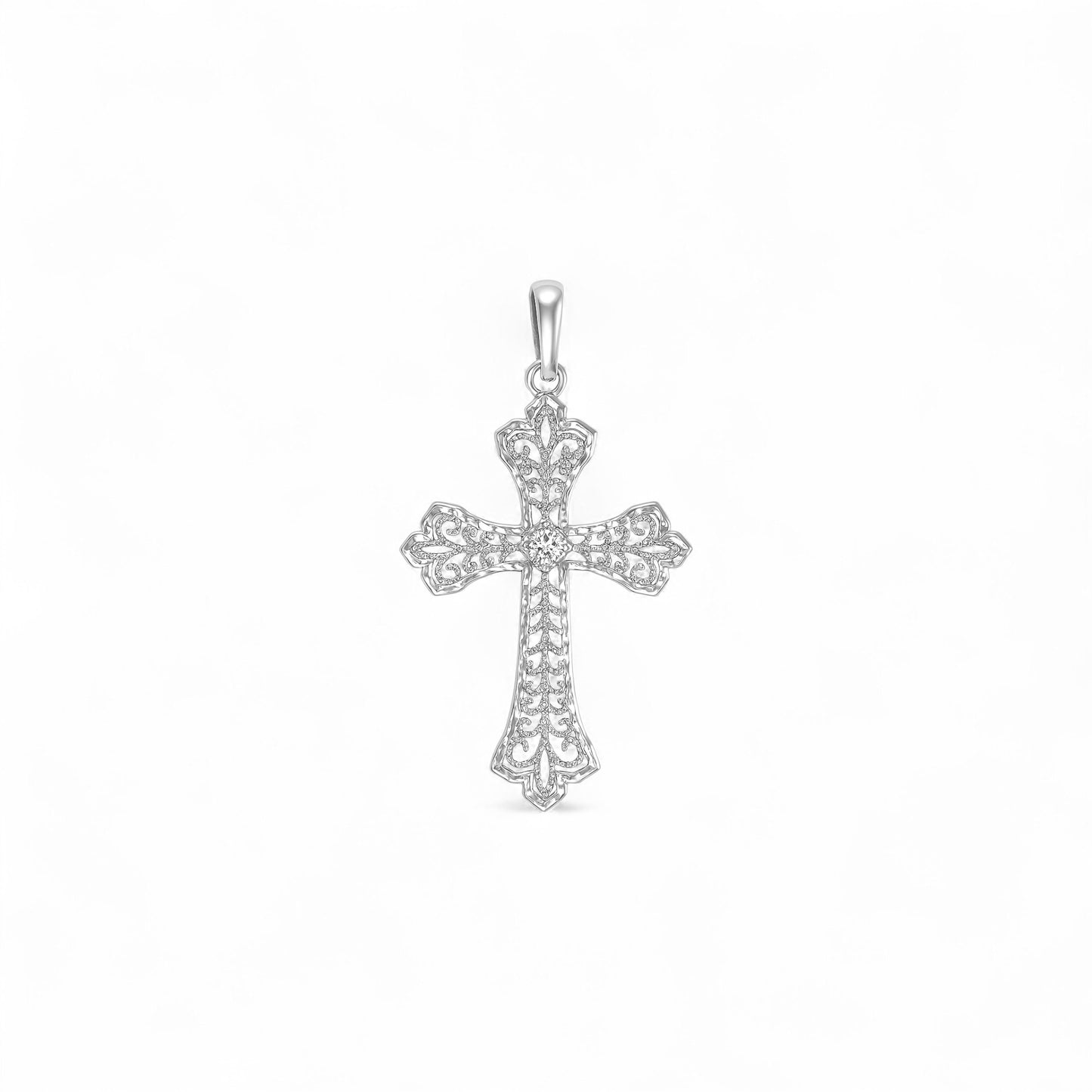 Single Stone Cross Diamond Pendant in 18kT Gold