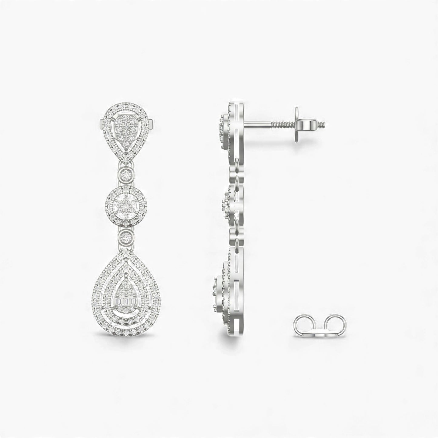 Diamond earrings on a white background