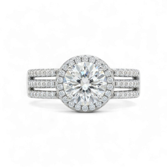 Triple Shank Round Cut CZ Engagement in 925 Sterling Silver