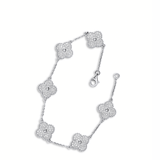 Midball Clover Diamond Bracelet in 18K Gold