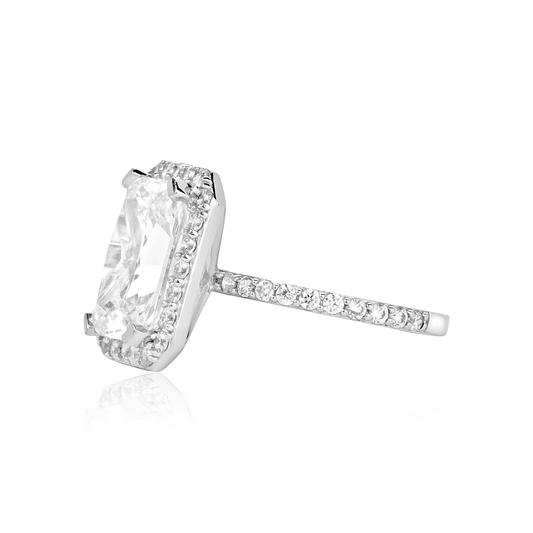Jamila Radiant Cut CZ Engagement Ring in 925 Sterling Silver
