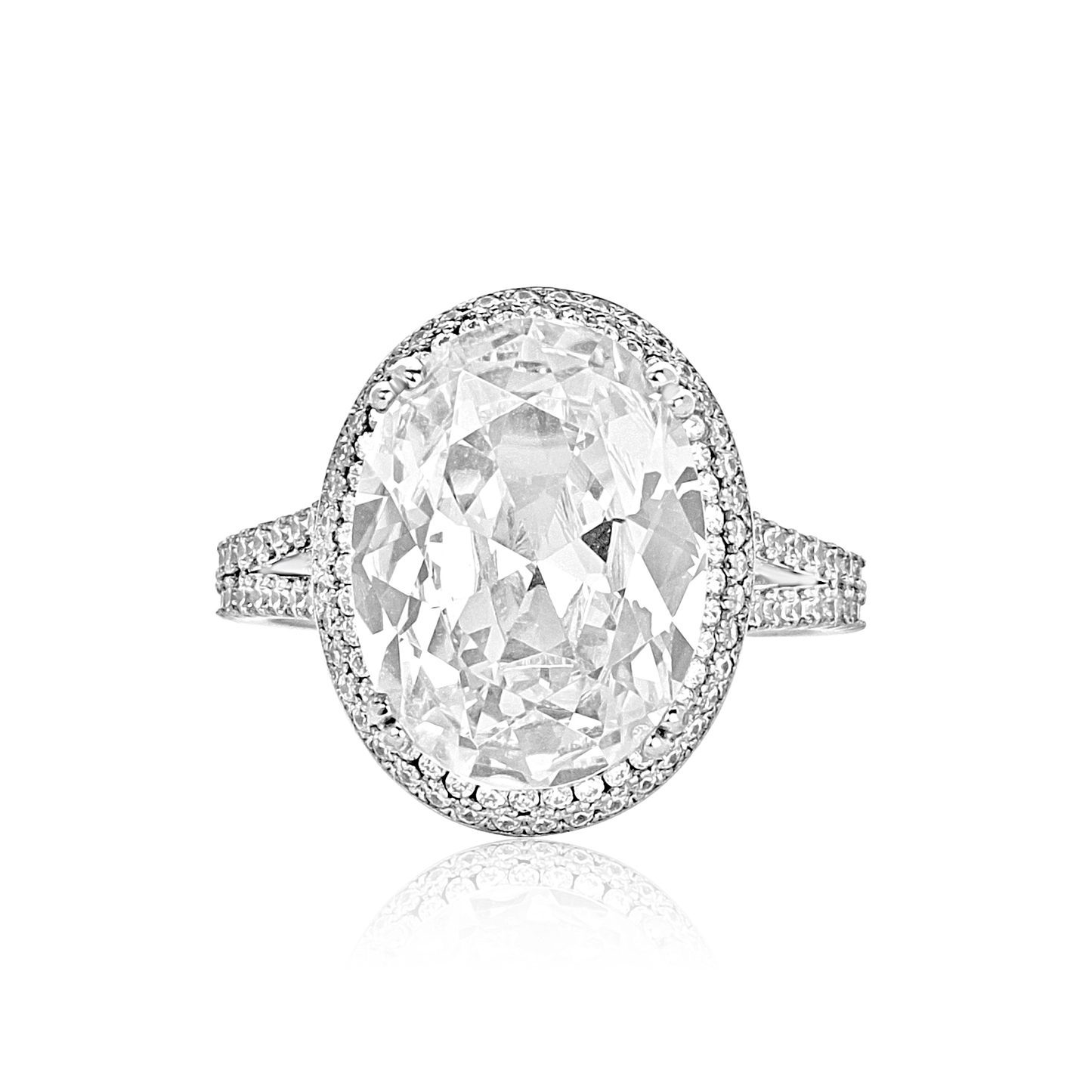 Lesley Oval Cut CZ Engagement Ring in 925 Sterling Silver