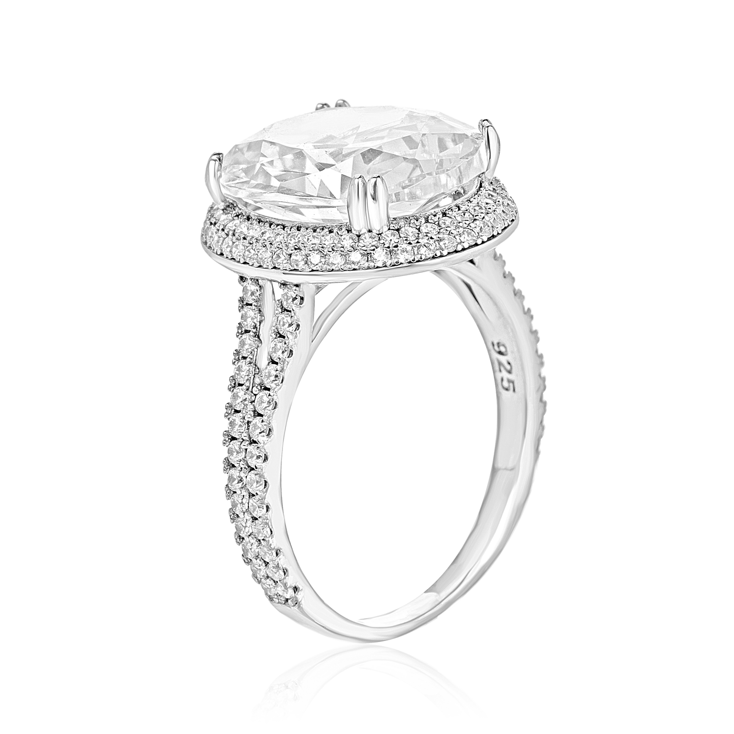 Lesley Oval Cut CZ Engagement Ring in 925 Sterling Silver