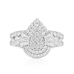 Lucy Pear Cut CZ Cluster Bride Set in 925 Sterling Silver