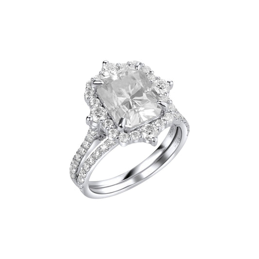 Quinn 2.0 Radiant Cut Moissanite Bride Set in 925 Sterling Silver