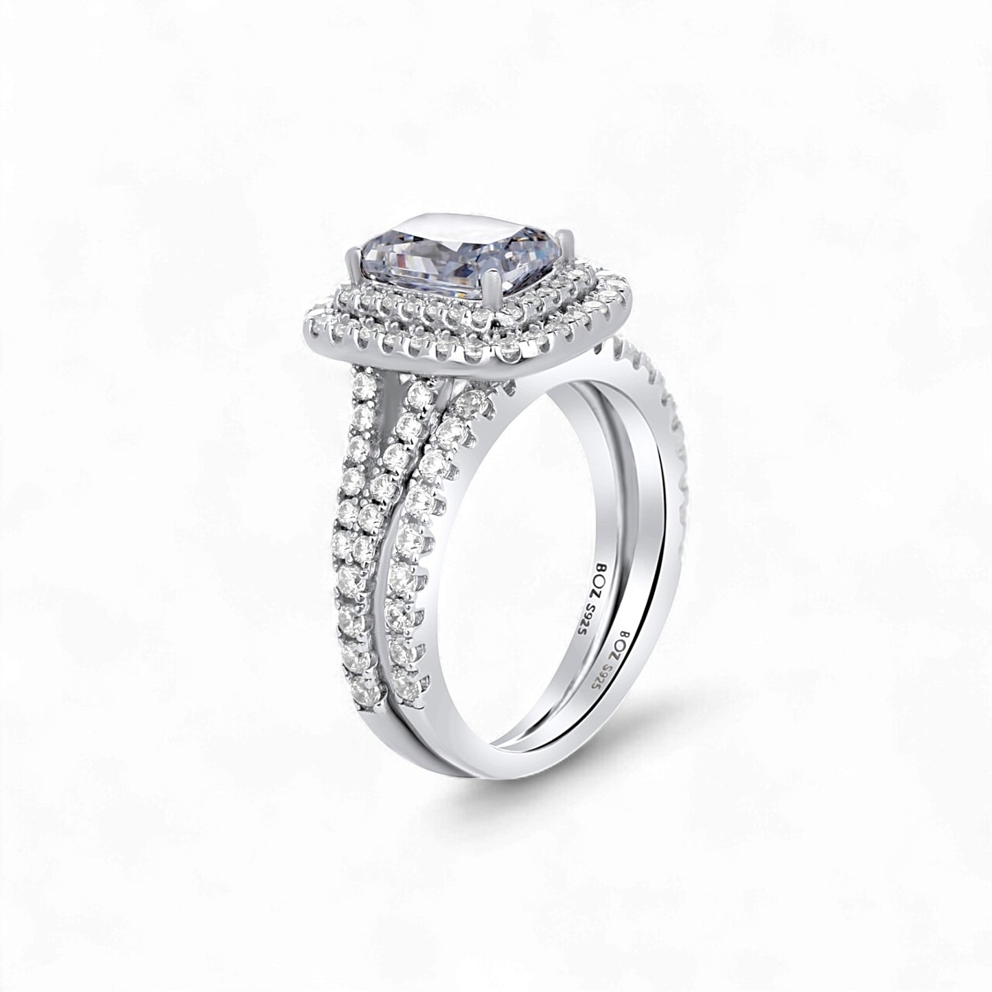 Kylie Radiant Cut CZ Bride Set in 925 Sterling Silver
