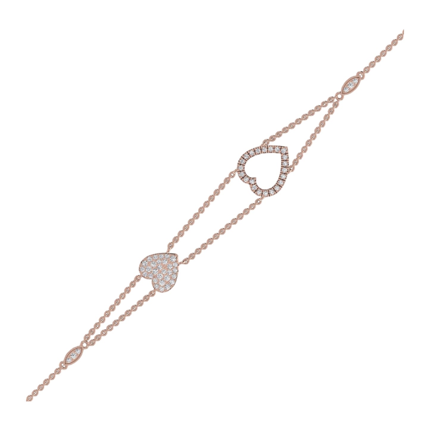 Velar Heart Shape Diamond Cluster Bracelet in 18KT Gold