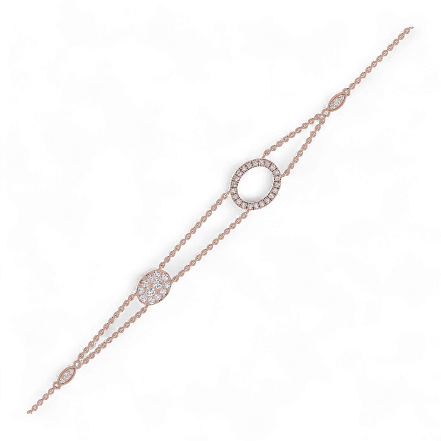 Velar Oval Shape Diamond Cluster Bracelet in 18KT Gold