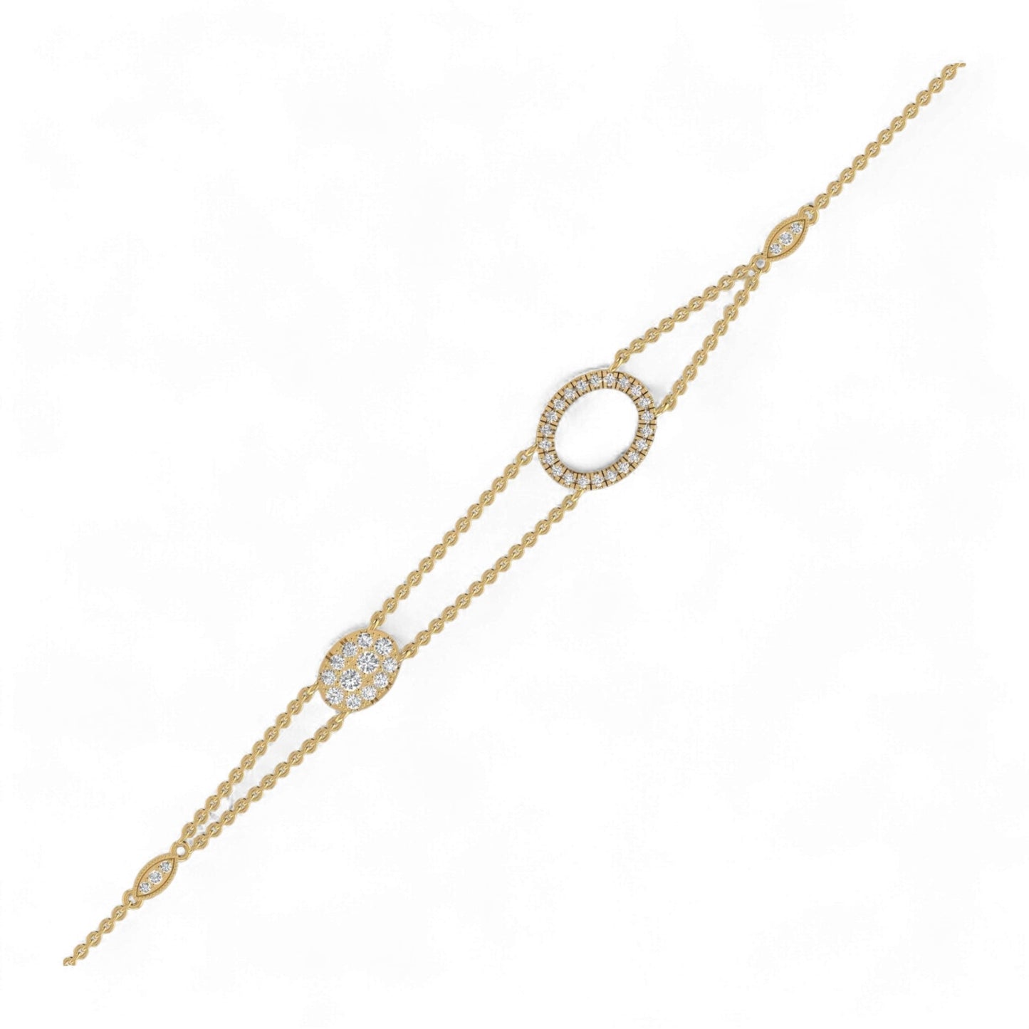 Velar Oval Shape Diamond Cluster Bracelet in 18KT Gold