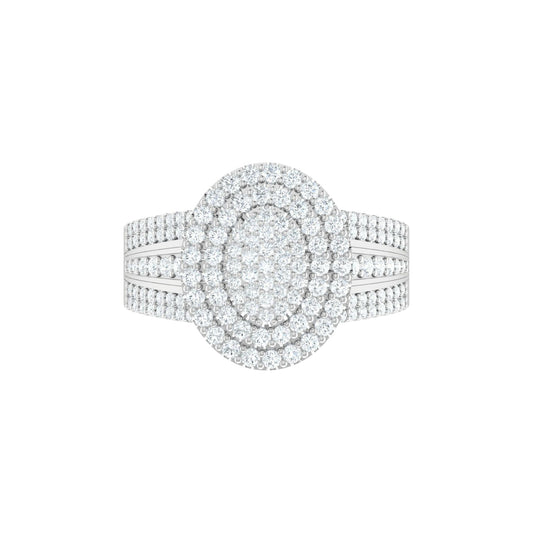 Omoni Oval Cluster Natural Diamond Engagement Ring in 18K Gold