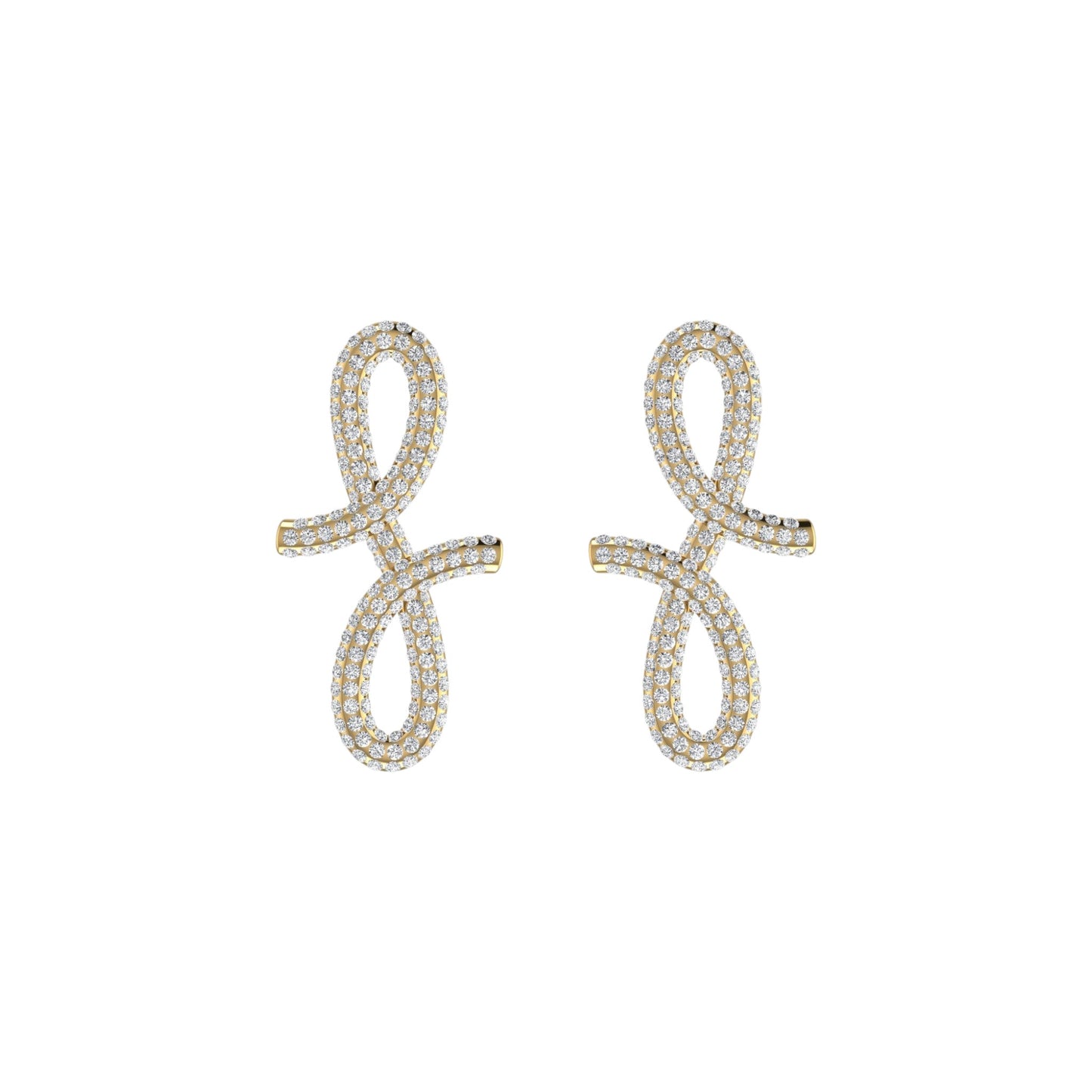 3D Oiza Infinie Pave Diamond Earrings in 18KT Gold