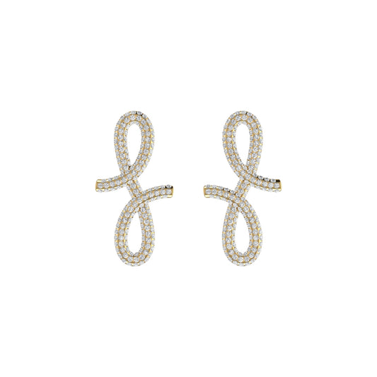 3D Oiza Infinie Pave Diamond Earrings in 18KT Gold