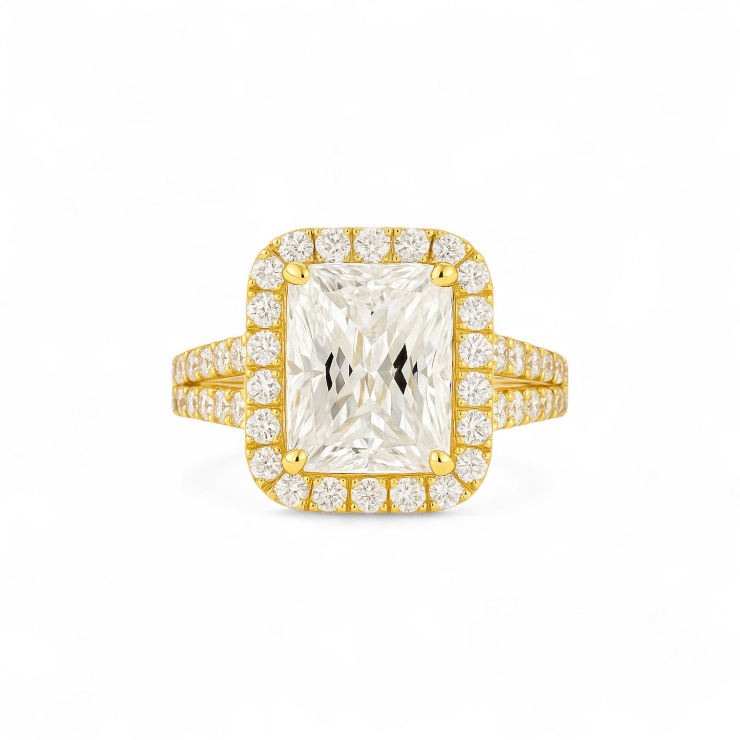 Zoe Radiant Cut Moissanite Engagement Ring in 18K Gold