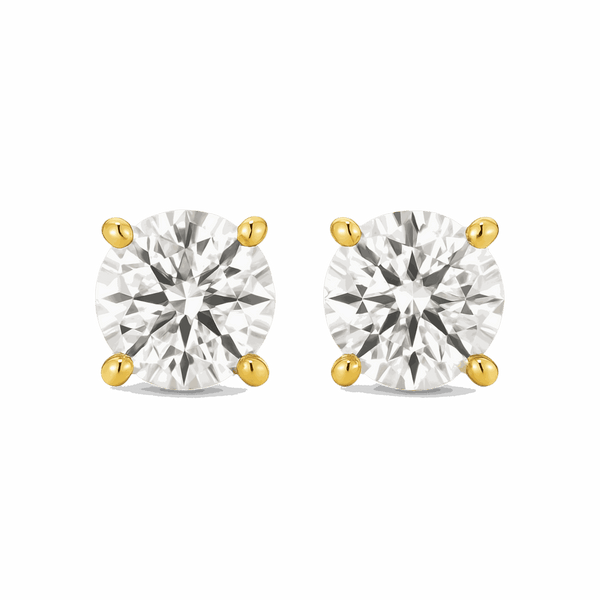 4MM natural diamond studs in 18KT gold round brilliant cut earrings