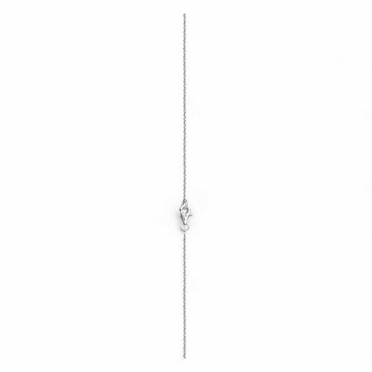 Silver necklace with a small pendant on a white background