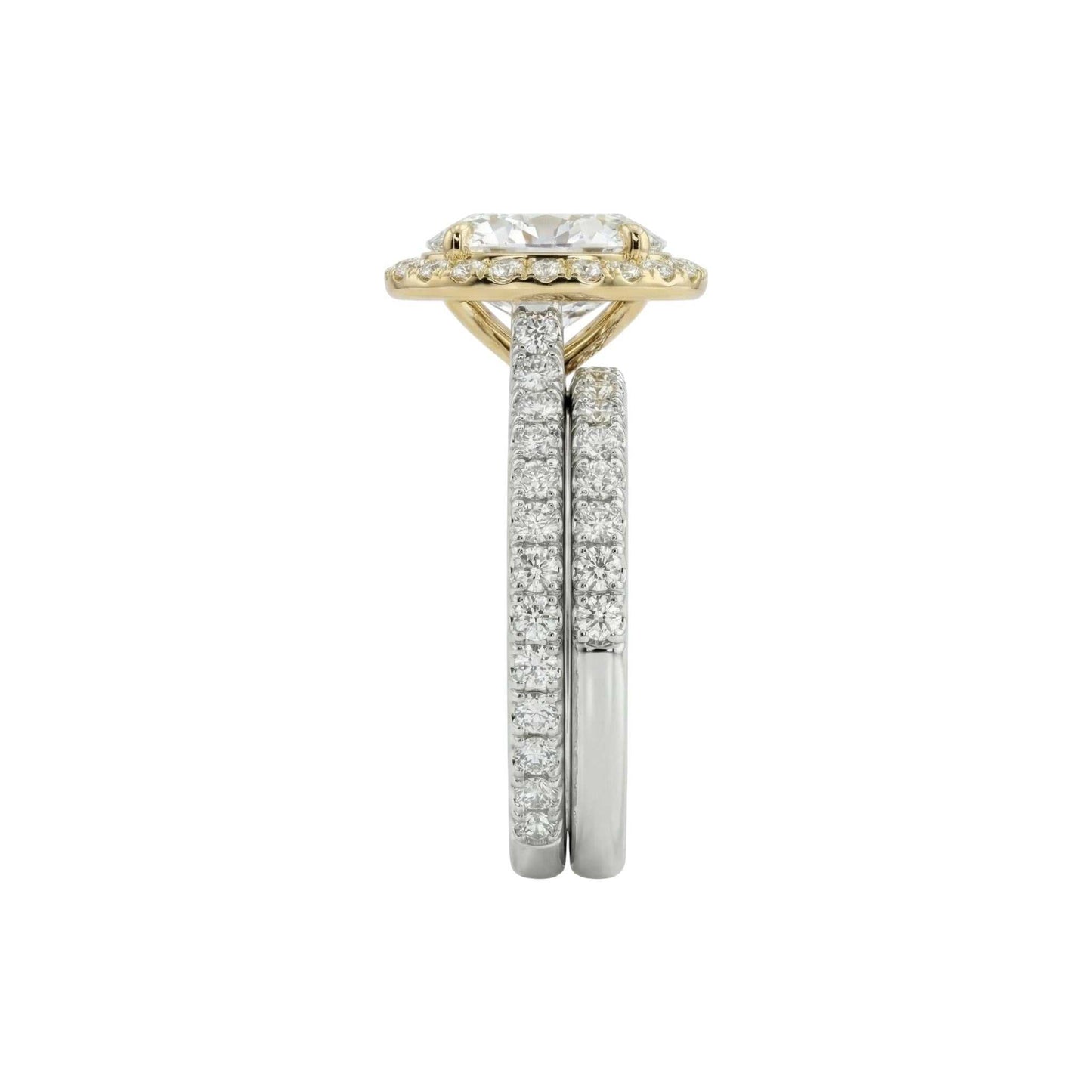 Set of diamond rings on a white background