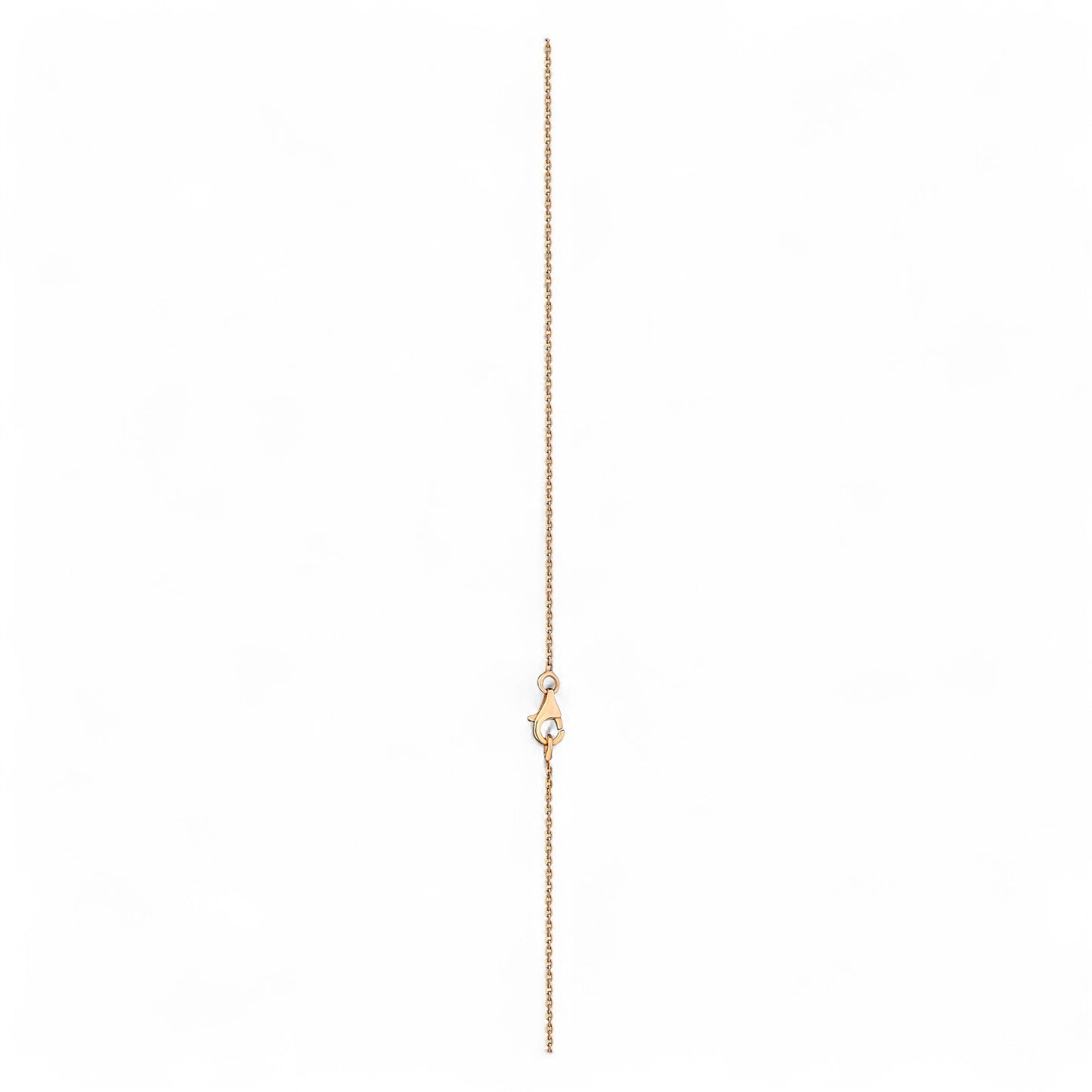 Gold necklace with a small pendant on a white background