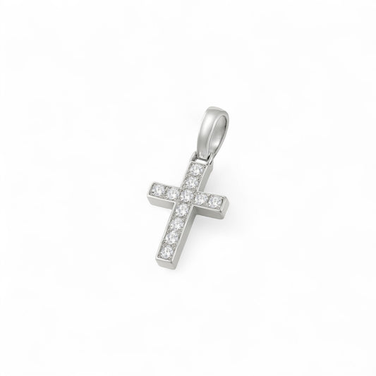 Island Moissanite Cross Pendant in 925 Sterling Silver
