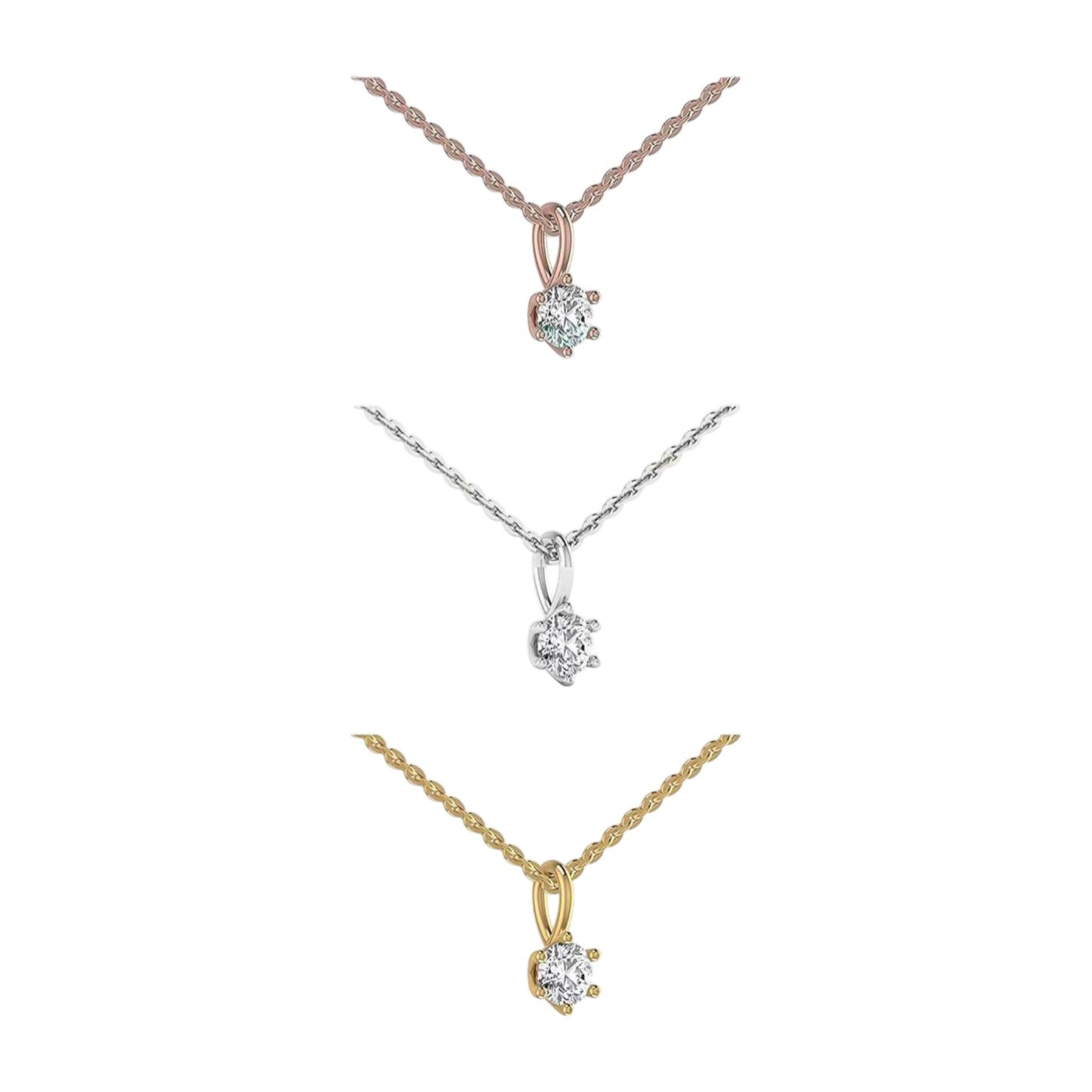 Solitaire Natural Diamond Pendant Necklace in 18KT Gold