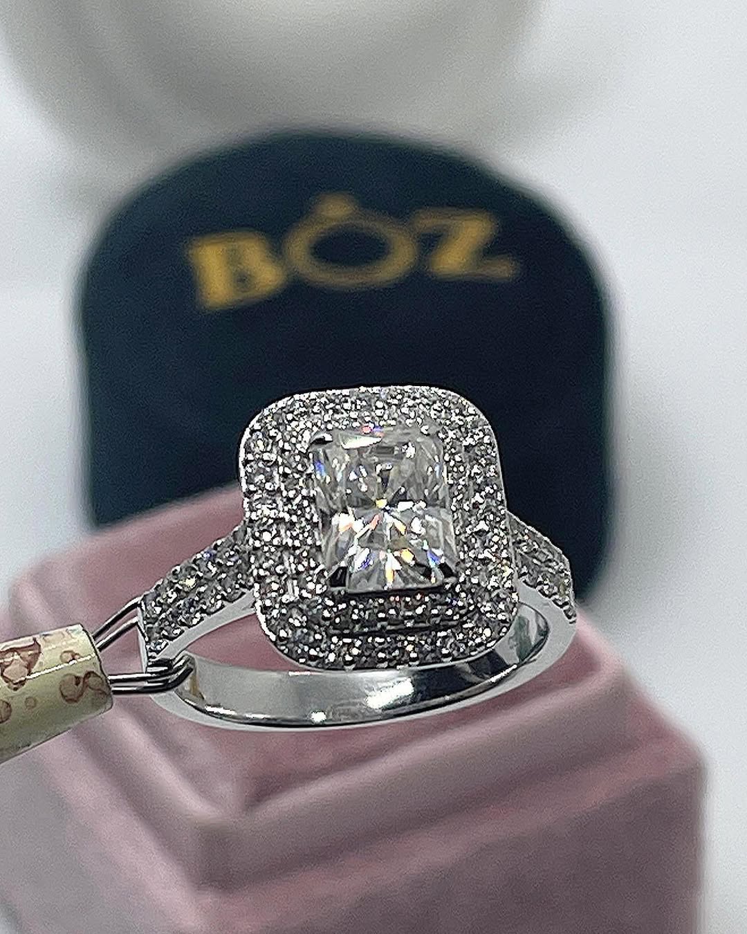 Classic Double Halo Moissanite Engagement Ring in 18K Gold